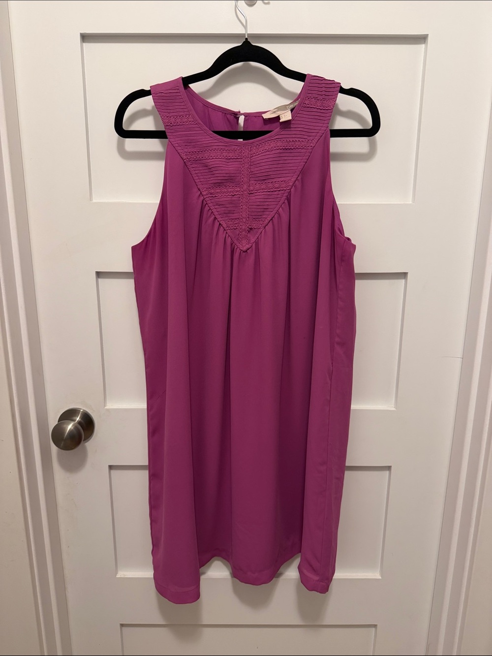 Forever 21 Sleeveless Crochet Yoke Midi Dress in Magenta Pink
